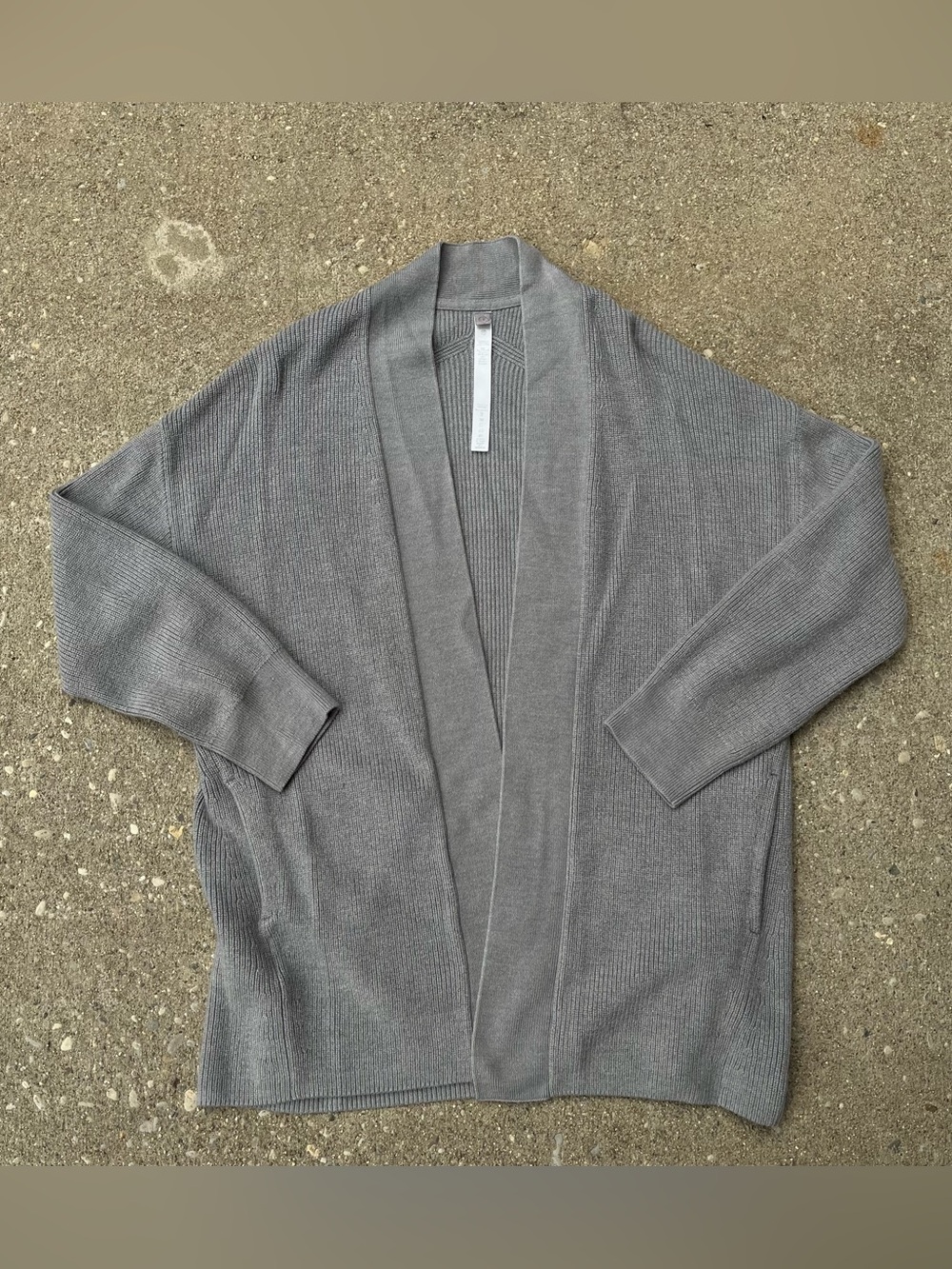 Lululemon Merino Wool Blend Rib Long Wrap Sweater Heathered Grey, Size 4